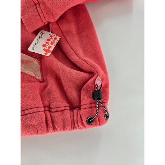 Free‎ People Oversized Away We Go Half-Zip Pullover Women's M Pink Hibiscus New - Picture 7 of 10